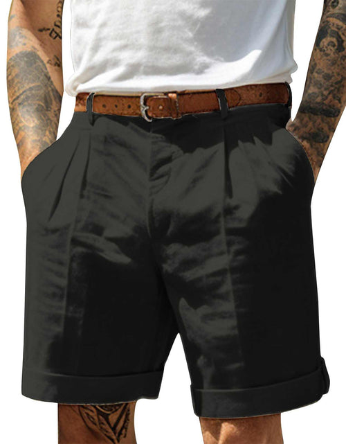 Load image into Gallery viewer, Ymosrh Workout Shorts Pleated Front Chino Casual Lightweight Summer Golf Shorts Men Athletic Bermuda Shorts (XXL Black)
