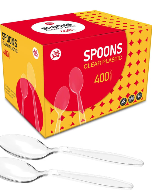 Load image into Gallery viewer, Plastic Spoons Heavy Duty Clear Disposable Spoons Bulk 400 Count
