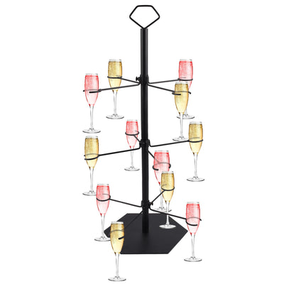 12 Drinks Cocktail Tree Stand 3 Tier Metal Drinks Party Display Stand for Martini Margarita Cups Tasting Wedding Bridal Shower PartyBlack