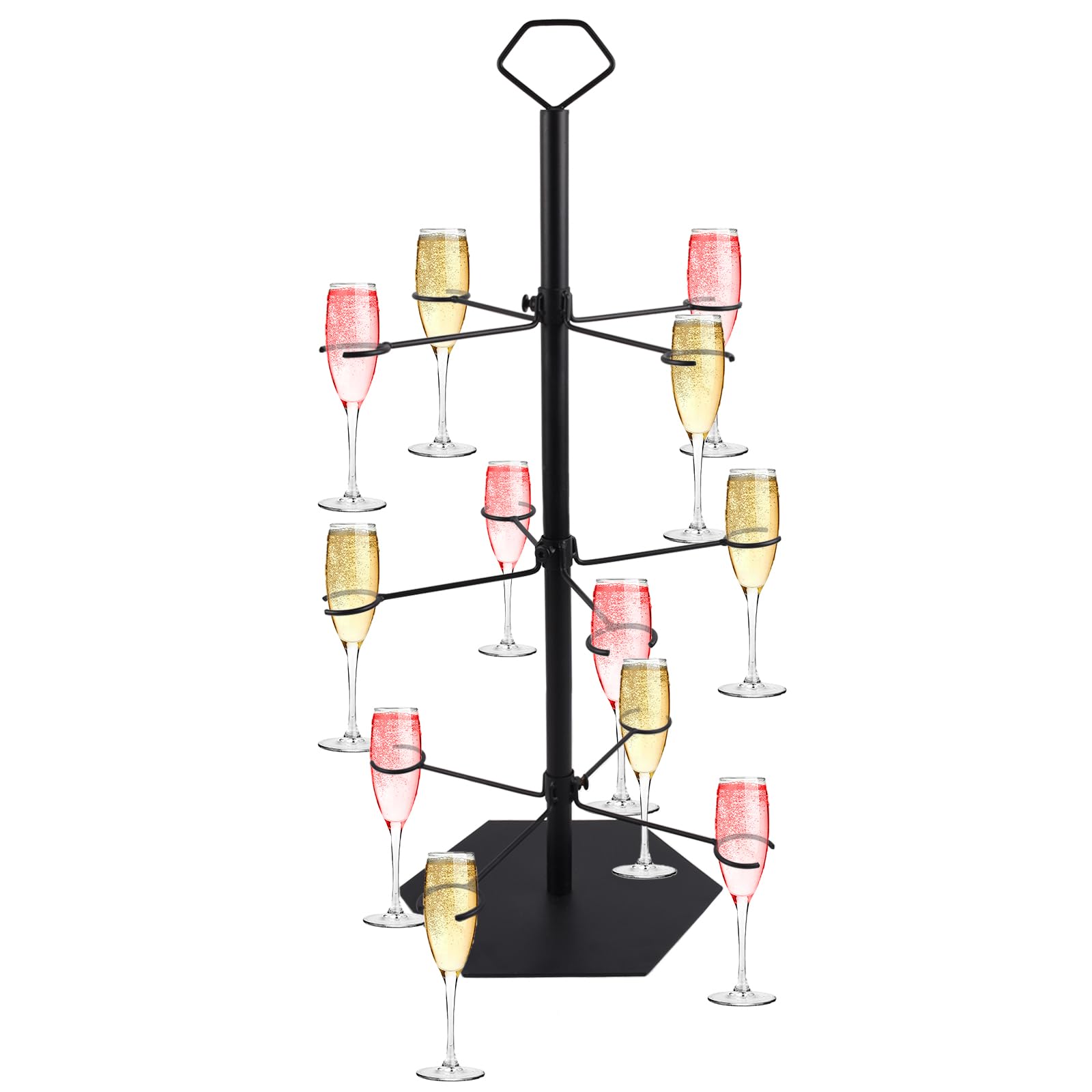 12 Drinks Cocktail Tree Stand 3 Tier Metal Drinks Party Display Stand for Martini Margarita Cups Tasting Wedding Bridal Shower PartyBlack