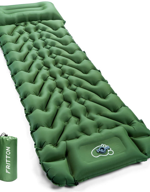 Load image into Gallery viewer, FRITTON Sleeping Pad for Camping Inflatable Sleeping Mat with Pillow 76.7"X26" Camping Pad with Built-in Foot Pump Lightweight Camping Mattress Pad for Car Camping Backpacking Tent and Hiking
