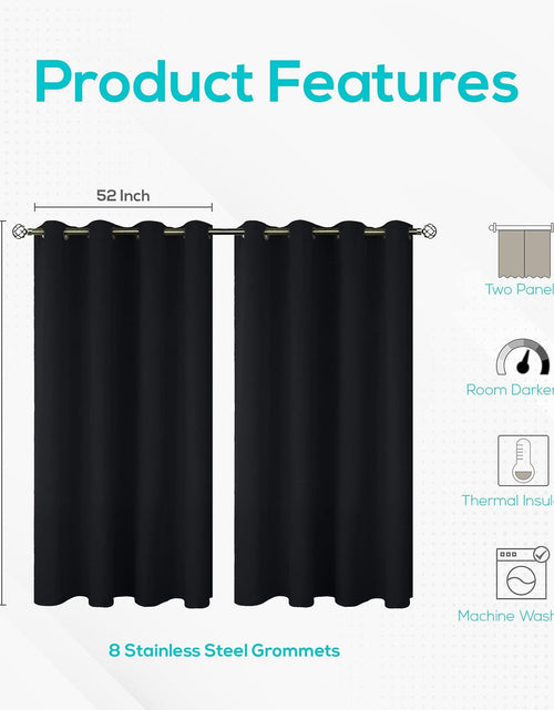 Cargar imagen en el visor de la galería, Blackout Curtains for Bedroom Pack of 2 Window Hanging Panels 52x63 in Black
