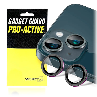 Protector de lente de cámara Gadget Guard para iPhone 15/15 Plus Protector de cámara Vidrio templado Dureza 9H Ultra HD Antirrayas Compatible con funda Plateado proactivo