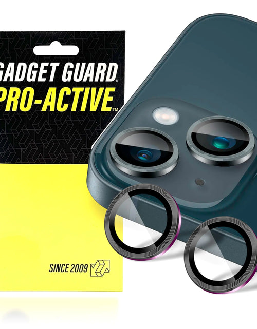Cargar imagen en el visor de la galería, Protector de lente de cámara Gadget Guard para iPhone 15/15 Plus Protector de cámara Vidrio templado Dureza 9H Ultra HD Antirrayas Compatible con funda Plateado proactivo
