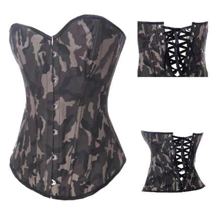 Load image into Gallery viewer, Camouflage Corset Military Style Lingerie Outfit
