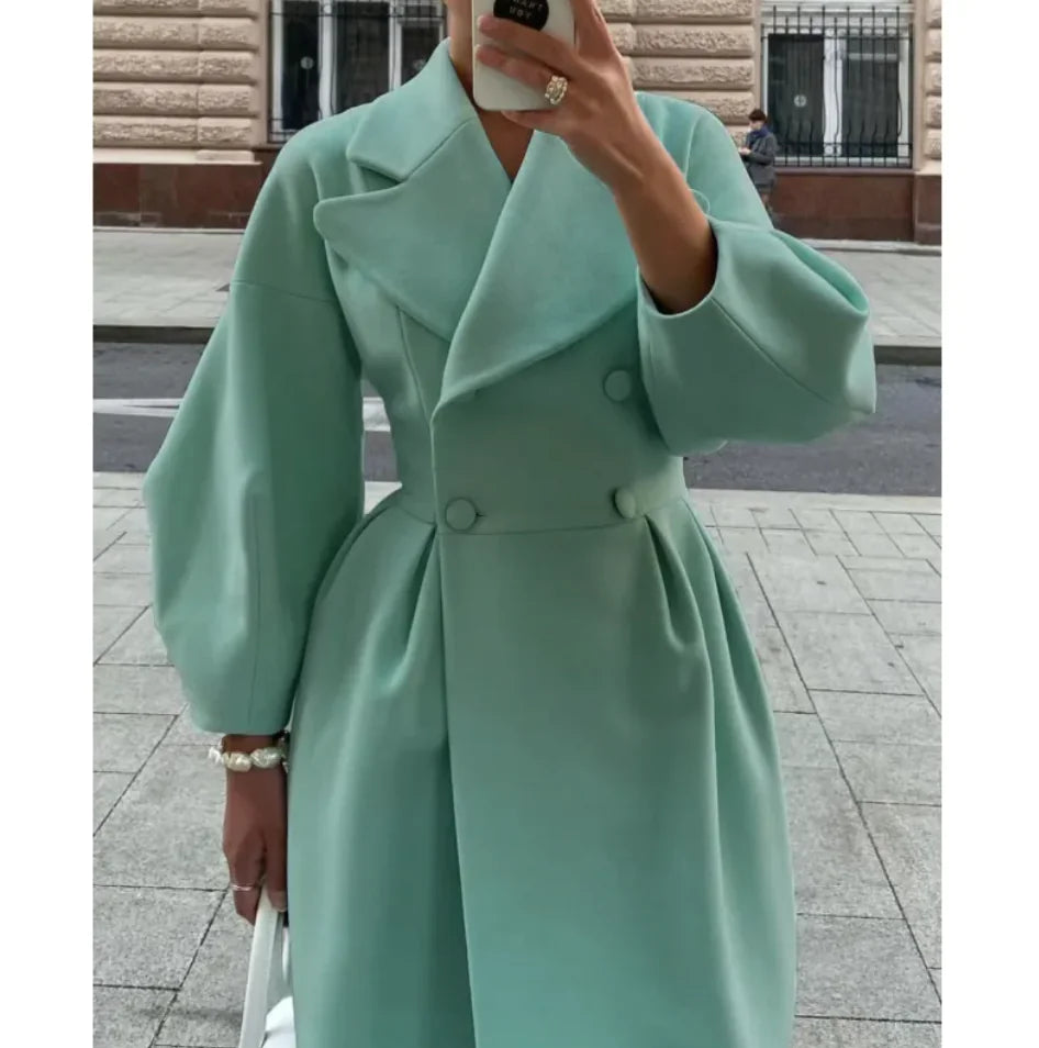 Chaqueta vintage de solapa con mangas farol