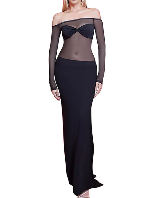 Load image into Gallery viewer, Womens Sexy Mesh Dresses Long Sleeve Slim Fit Elegant Sheer Maxi Dress Party Club Night Out Evenig Cocktail Long Dresses
