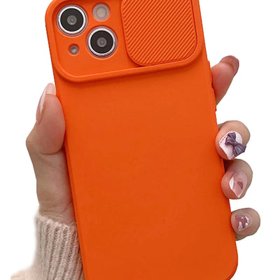 Fundas de teléfono JIATAY para iPhone XR, funda con protector deslizante para lente de cámara, funda protectora de silicona para iPhone XR para mujeres y hombres (naranja)