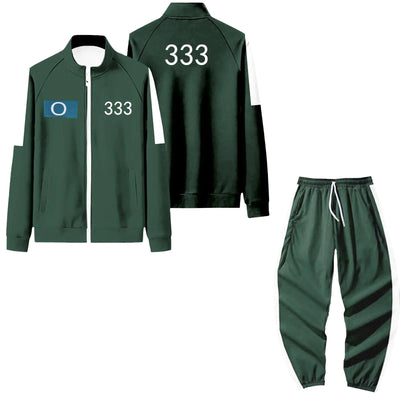 Korean Movie Training Costume Mens Track Suits Sets Long Sleeve Full-Zip Sweatsuit Active Jackets and Jogging Pants 2 Piece XO Suit