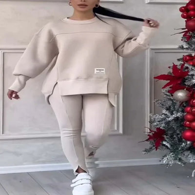 Mila Ultimate Comfy Sweatsuit Set with Asymmetrical Top