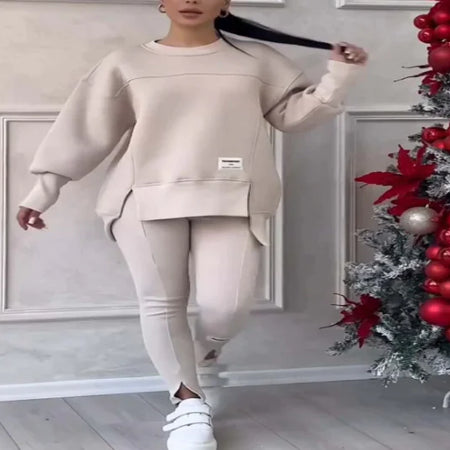 Mila Ultimate Comfy Sweatsuit Set with Asymmetrical Top