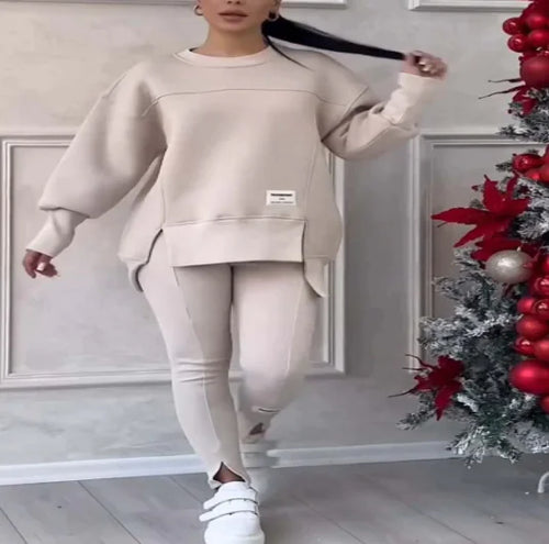 Load image into Gallery viewer, Mila Ultimate Comfy Sweatsuit Set with Asymmetrical Top
