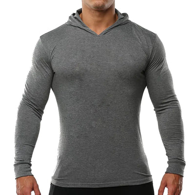 palglg Mens Bodybuilding Tapered Slim Fit Sweatshirts V Neck Active Hoodies Grey L