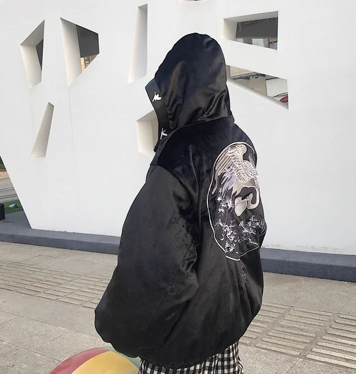 Veste à capuche, Blouson de baseball, Motif grue