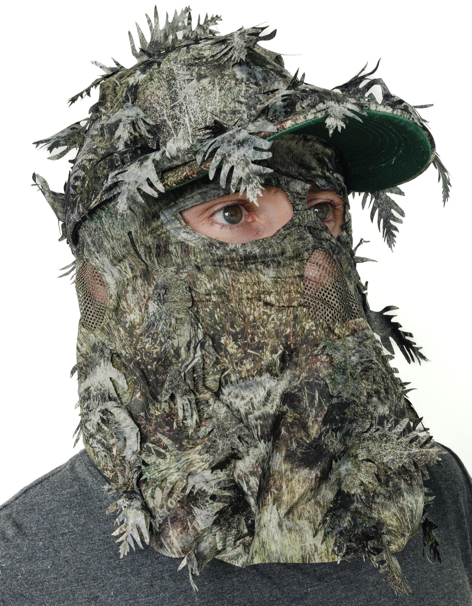 QuikCamo Mossy Oak Mountain Country 2-in-1 3D Leafy Camo Face Mask Hat (Adjustable OSFM)