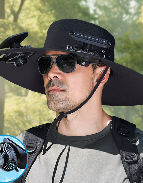 Cargar imagen en el visor de la galería, Gorra con ventilador solar UPF50+, gorra con ventilador solar y carga USB - Gorra solar refrescante, sombrero de pescador, pesca al aire libre, ocio al aire libre, camping, senderismo, trabajo al aire libre, ocio al aire libre
