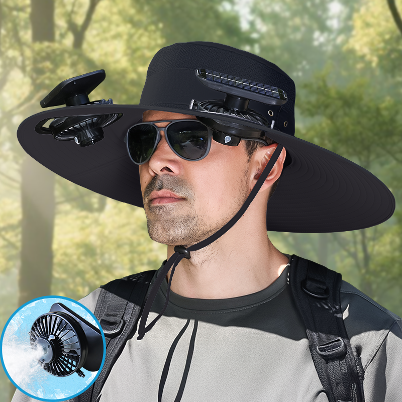Gorra con ventilador solar UPF50+, gorra con ventilador solar y carga USB - Gorra solar refrescante, sombrero de pescador, pesca al aire libre, ocio al aire libre, camping, senderismo, trabajo al aire libre, ocio al aire libre