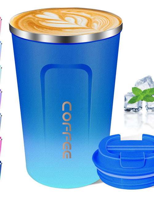 Cargar imagen en el visor de la galería, Taza de café térmica de 355 ml, taza de café de viaje con tapa, termo de café a prueba de fugas, sin asa, taza de acero inoxidable reutilizable que mantiene el frío y el calor, adecuada para coche, viajes diarios y regalos
