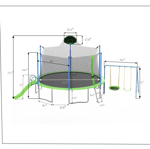 Load image into Gallery viewer, 12FT Trampoline With Slide And Swings, ASTM Approved Large Recreational Trampoline With Basketball Hoop And Ladder,Outdoor Backyard Trampoline With Net, Capacity For Kids And Adults
