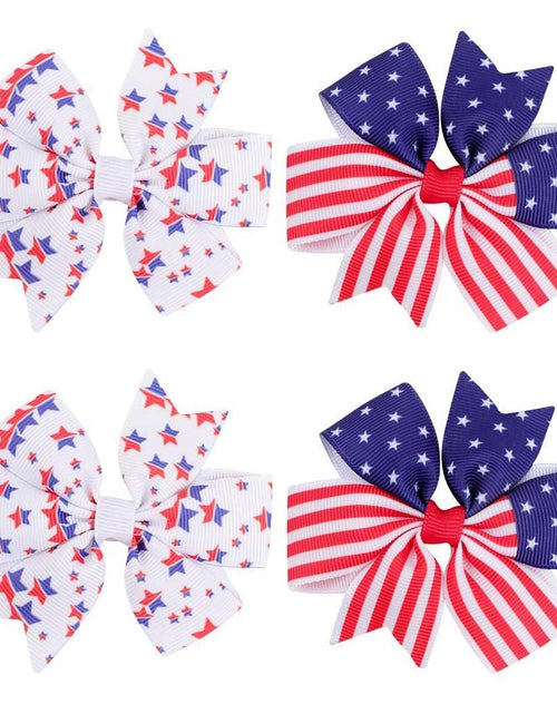 Load image into Gallery viewer, Girl Hair Clip Grosgrain Ribbon Hair Bow Baby Girls Hair Accessories for 4th of July 4 Pack ZFJ33 (Set 5)
