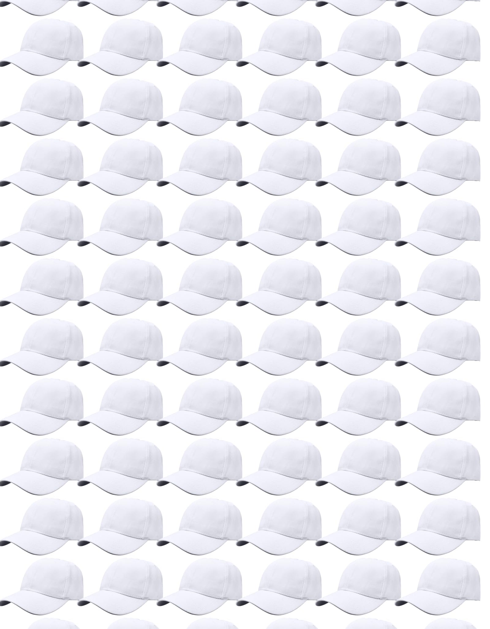 Gelante Bulk Plain Blank Baseball Caps Adjustable Back Strap. 001-White-72PC