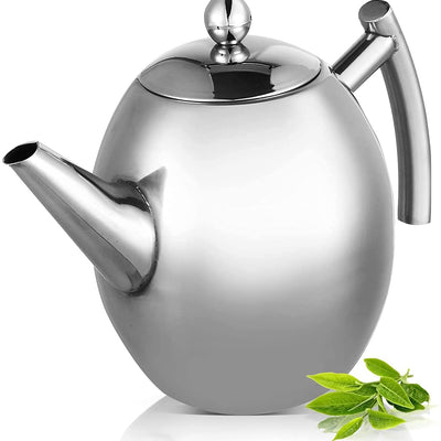 Coffee Tea PotStainless Steel Teapot Coffee Pot Kettle with Filter Large CapacityPolished Teapot Kettle for Home Hotel Cafe Bar Restaurant33 oz(1.0L)