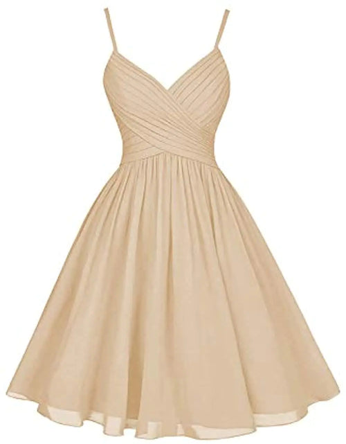 Load image into Gallery viewer, Meicuhap Womens Short Sweetheart Spaghetti Straps Homecoming Dresses Party Dresses with Pockets Champagne US2
