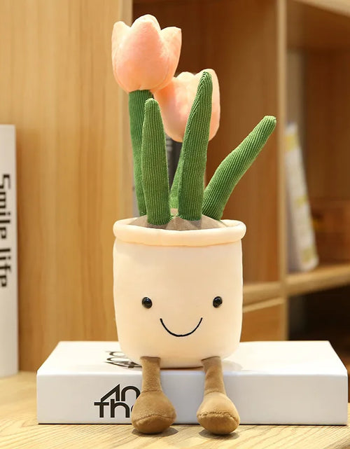 Load image into Gallery viewer, Smiling Tulip Plush Plant Decor
