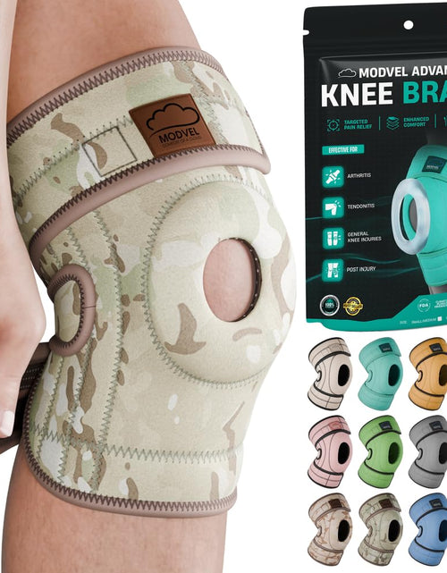 Cargar imagen en el visor de la galería, Modvel ELITE Knee Brace With Side Stabilizers &amp; Patella Gel Pads for Maximum Knee Pain Support and Fast Recovery for Men and Women Knee Pad for Running Workout Arthritis Joint RecoveryArmy Light S-M
