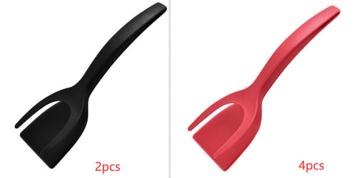 Cargar imagen en el visor de la galería, Pinzas 2 en 1 para sujetar y voltear huevos, pinzas para espátula, pinzas para panqueques, huevo frito, tostadas francesas, tortilla, accesorios de cocina invertidos
