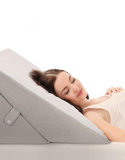 Cargar imagen en el visor de la galería, OasisSpace Almohada de cuña de cama ajustable de 8 y 12 pulgadas, plegable, de espuma viscoelástica, para dormir, sistema de cojín inclinado para dolor de piernas y espalda con funda lavable - Reflujo ácido, acidez, ronquidos, lectura
