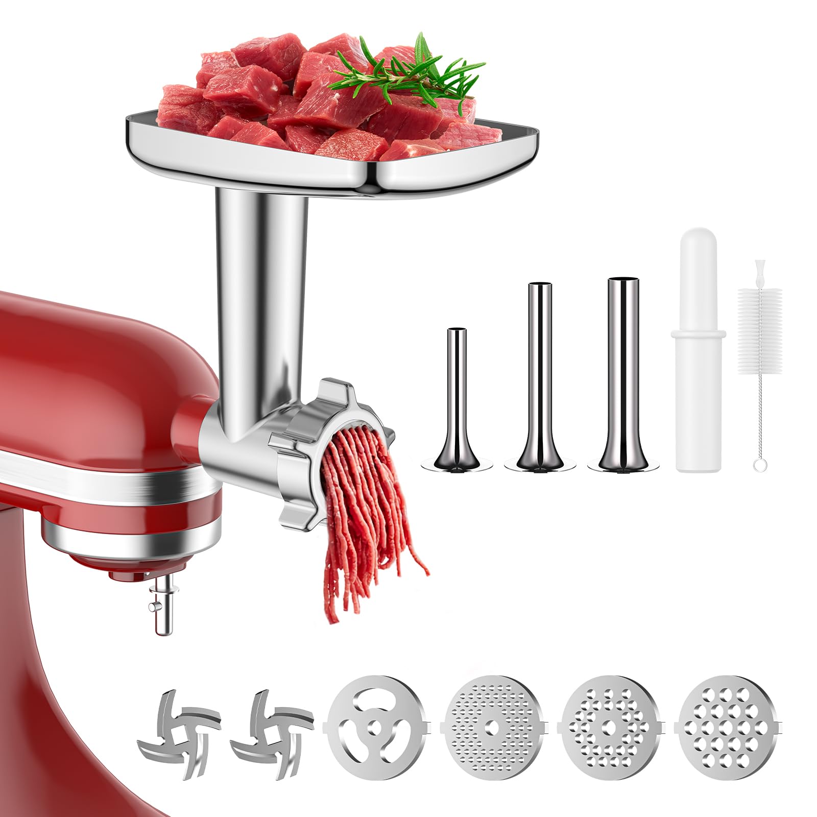Meat Grinder Attachment for Kitchenaid Stand Mixer Meat Grinder for KitchenAid including 3 Sausage Stuffer Accessory Kitchen aid Meat Grinder Easy to Use and Clean