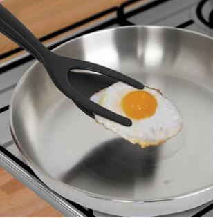 Pinzas 2 en 1 para sujetar y voltear huevos, pinzas para espátula, pinzas para panqueques, huevo frito, tostadas francesas, tortilla, accesorios de cocina invertidos