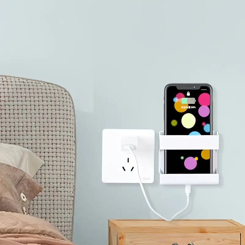 Soporte de teléfono para pared, caja organizadora autoadhesiva