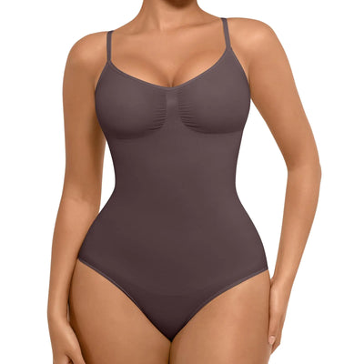 FeelinGirl Body Shper Tummy Control Shapewear Bodysuits Seamless Shapewear Brief for Women Chocolate M-L