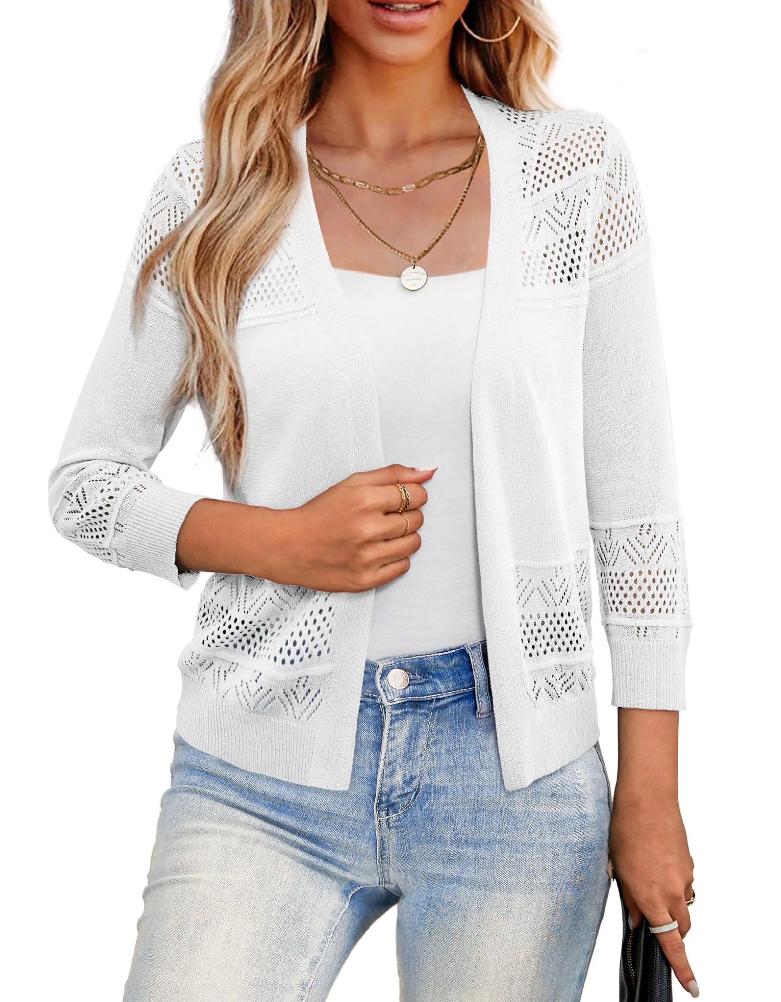 LIENRIDY Gilet court femme Cardigans pulls ouverts devant Boléro Épaules pour Robes Blanc XL