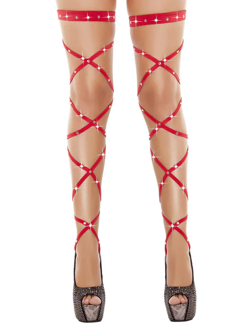 Load image into Gallery viewer, Rhinestone Hollow Cross Strap Stockings
