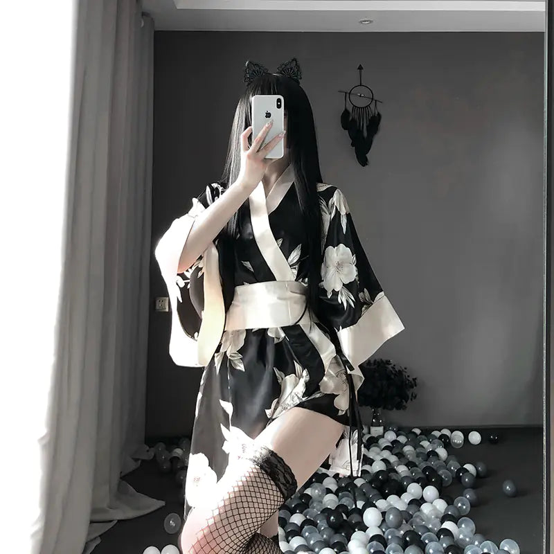Conjunto de lencería estilo kimono japonés para juego de rol