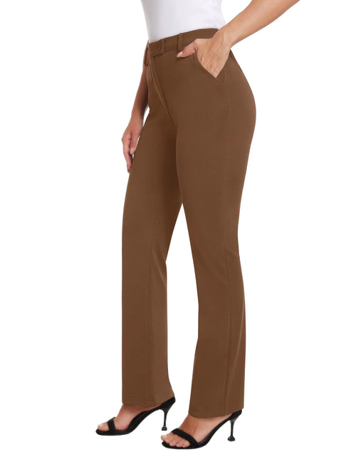 Load image into Gallery viewer, siliteelon Women Bootcut Yoga Dress Pants Stretchy Work Pants Office Business Casual Slacks with Pockets Brown XL
