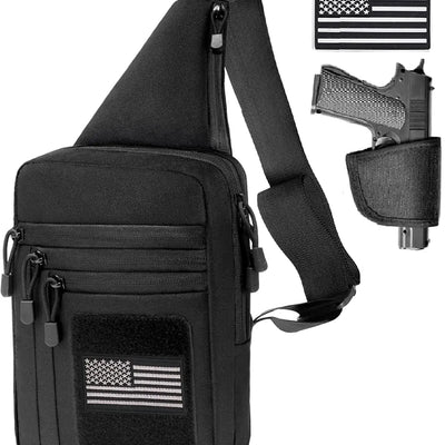 Vdones Tactical Sling Bag CCW Bag Crossbody Bag Gun Fanny Pack Tactical Shoulder Bag Men EDC Bag Pistol Bag with Gun Holster