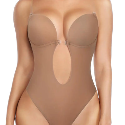 JOYSHAPER Body Faja sin Espalda con Escote Pronunciado para Mujer, Bodis sin Costuras con Espalda Baja y Tanga, para Vestidos sin Espalda, Marrón XL