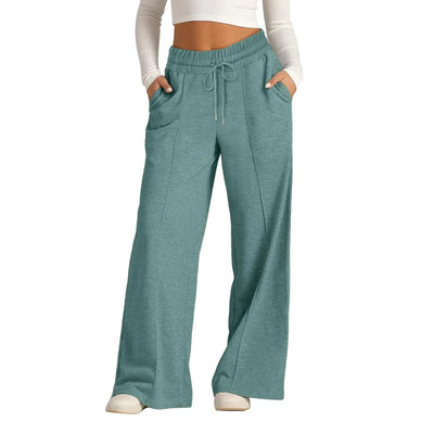 Lainuyoah Extra Wide Leg Sweatpants Woman Oversized Elastic Drawstring Straight Leg Low Waist Baggy Lounge Pants with Pocket