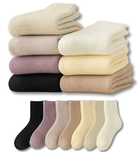 KANAV 7 Pairs Warm Winter Socks for Women Thick Thermal Boot Socks Comfy Slouchy Fuzzy Slipper Socks Cozy Chunky Ankle Socks