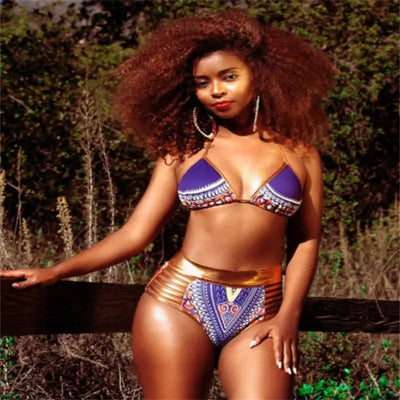 Fashionable Women's Printed Bikini Swimwear with Straps