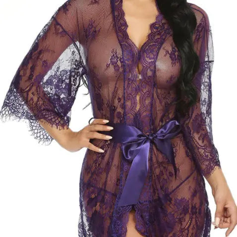 Load image into Gallery viewer, New Women's Lace Kimono Lingerie Set
