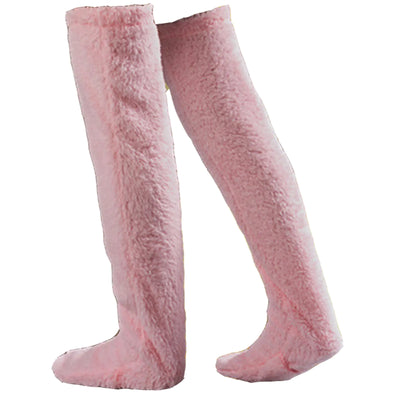 Chaussettes longues et chaudes en peluche Cozy Paws Chlemeter, chaussettes douillettes en forme d'ours en peluche (Rose)