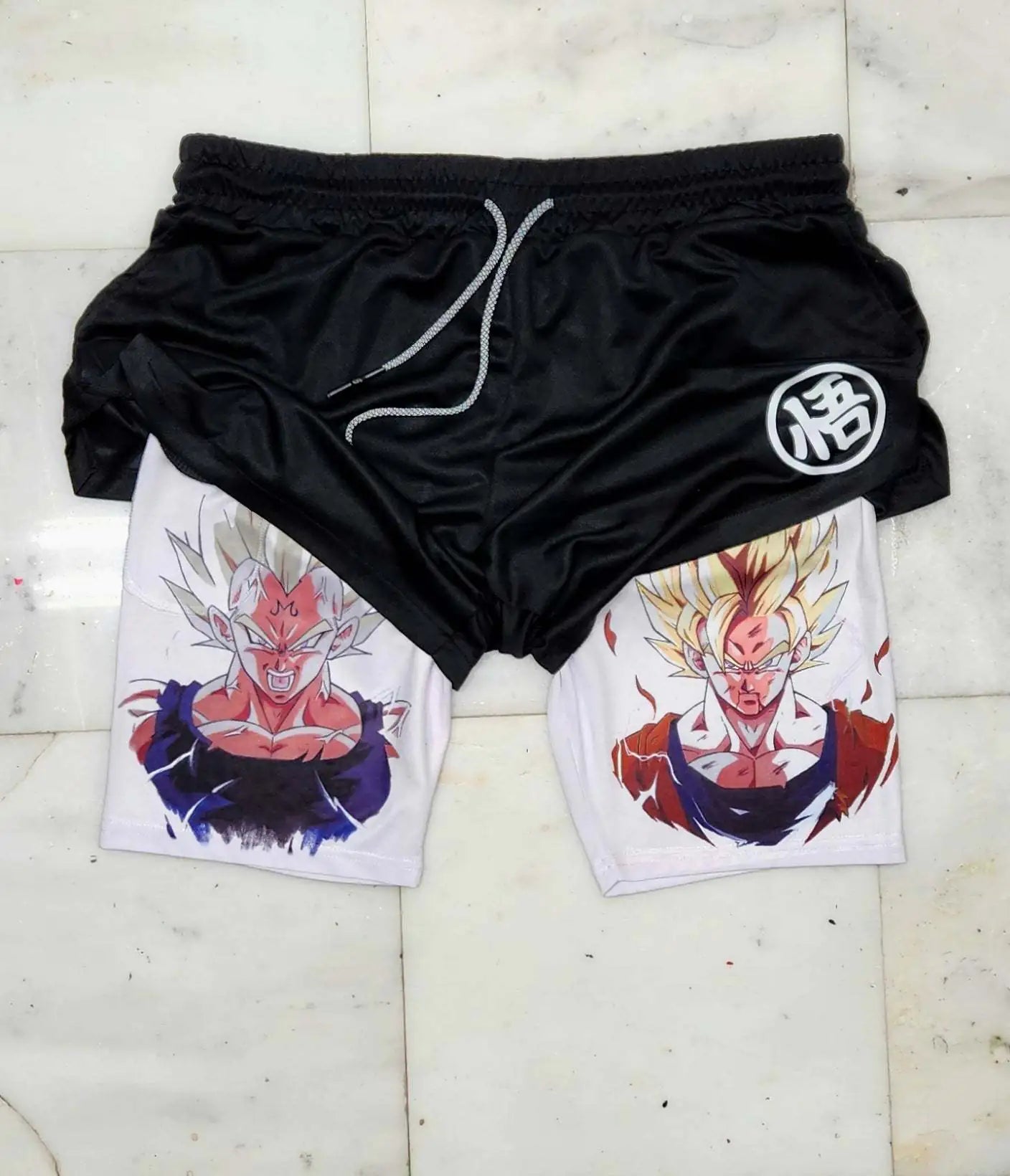 2023 Summer Men's Double Layer Anime Print Shorts