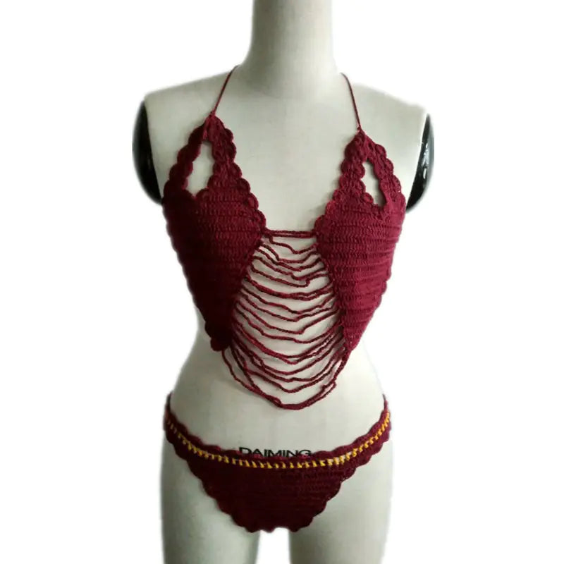 New Crochet Fringe Beach Bikini Swimwear Set