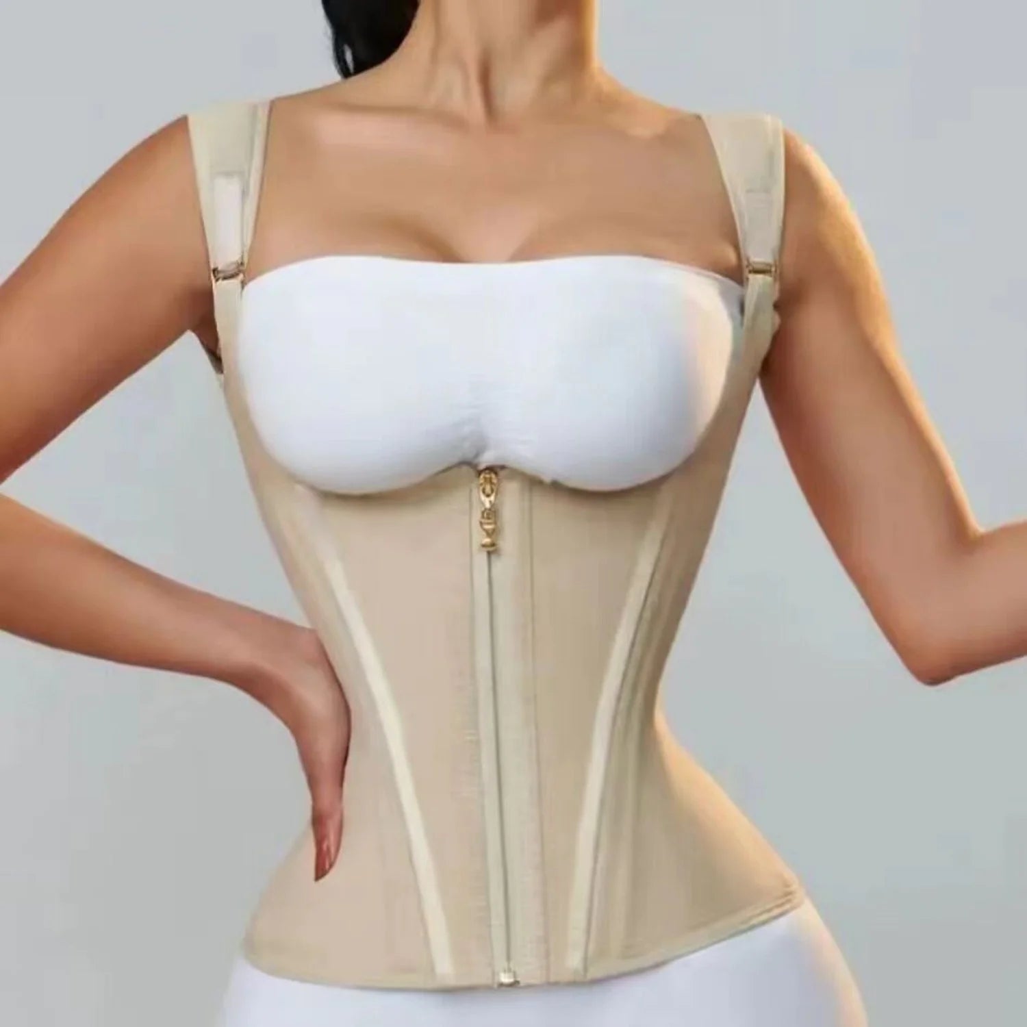 Retro Zipper Breasted Shapewear Top