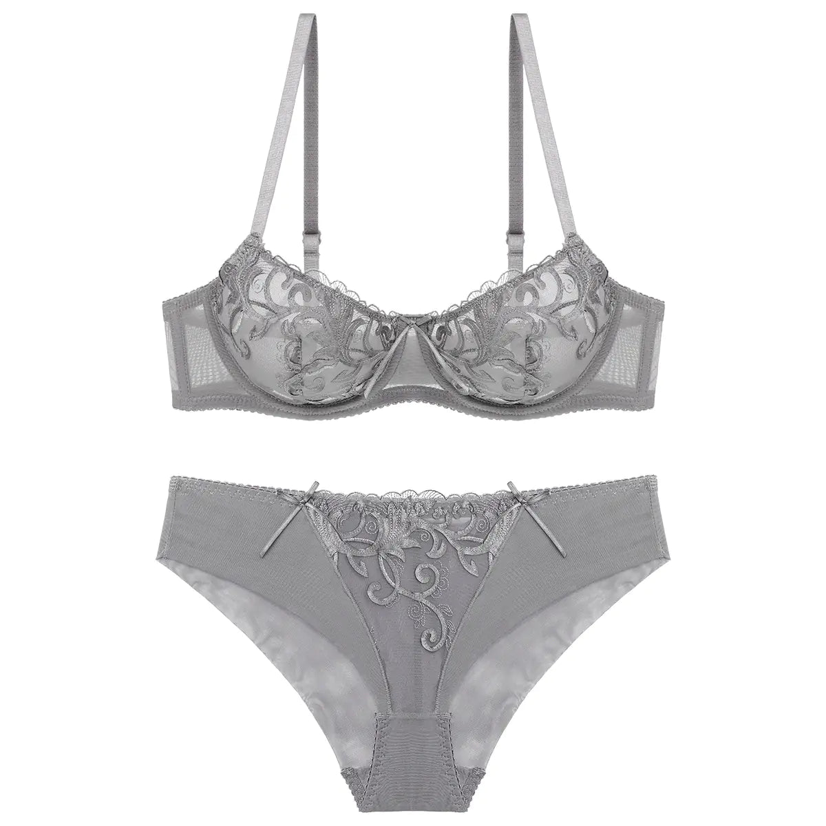 European Fashion Lingerie, Ultra-Thin Embroidered Bra Set